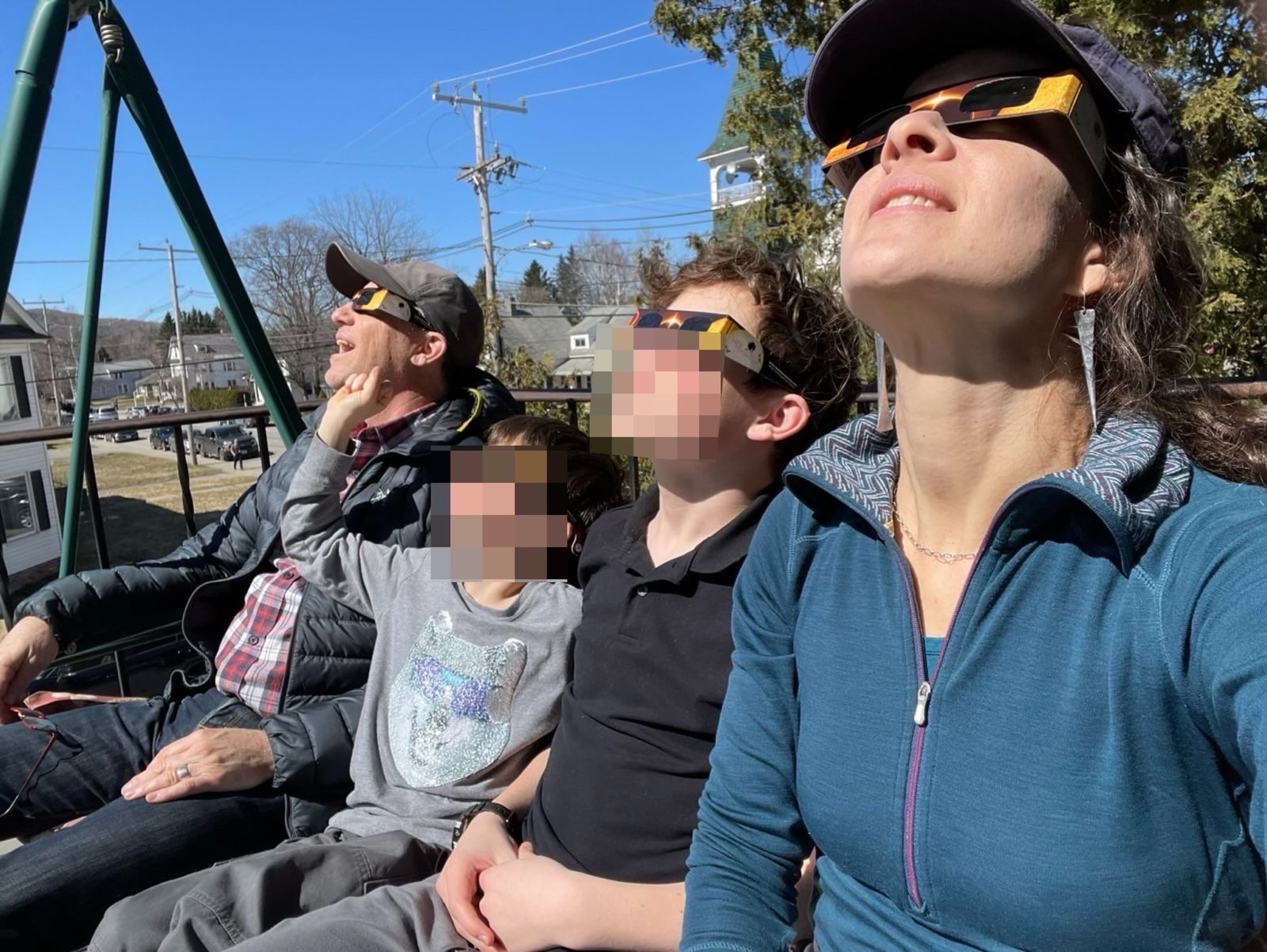 Dale Fincher for State Representative with his children watching the solar eclipse in 2024.